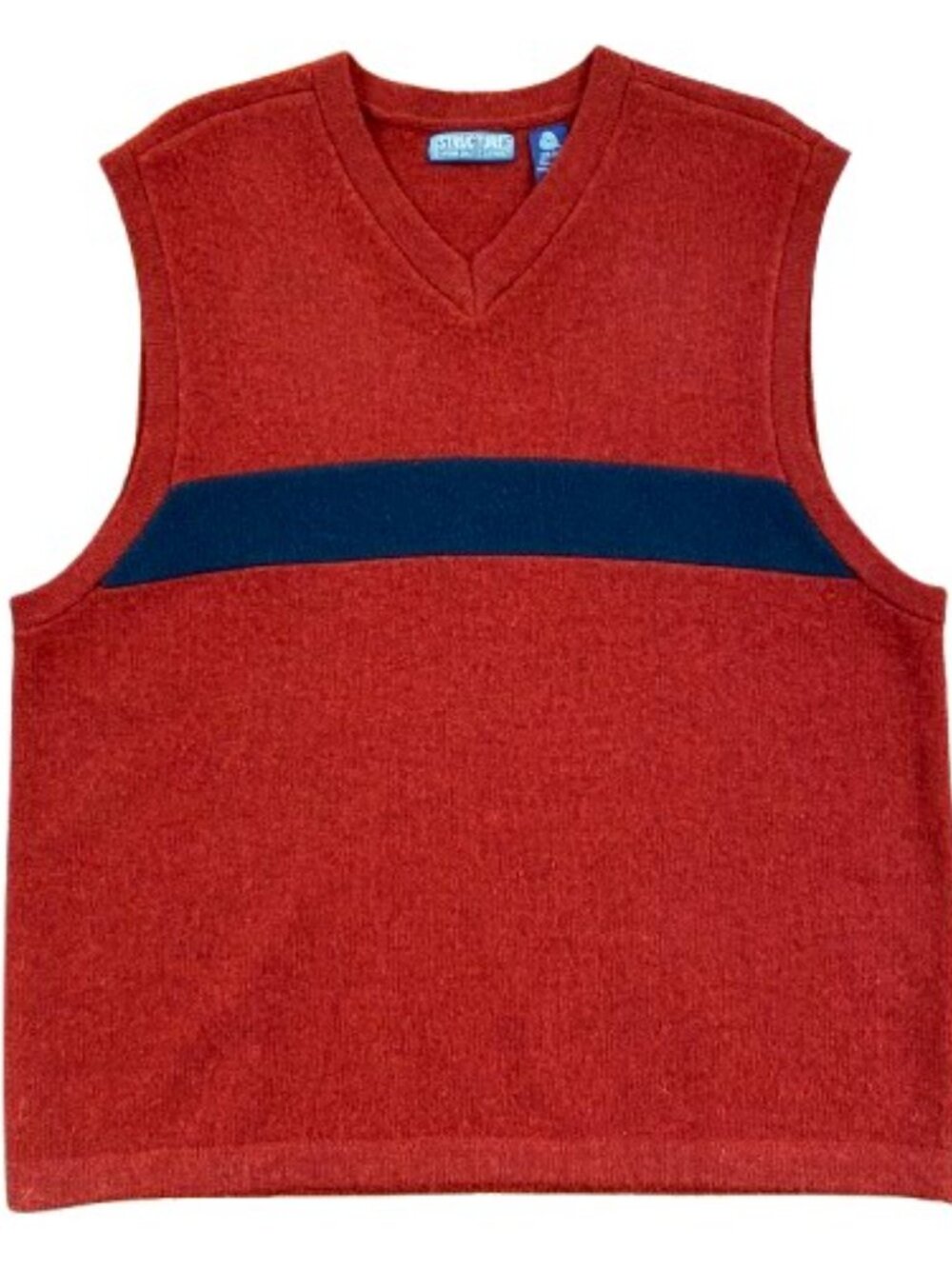 Vintage Structure Shetland Wool Vest Preppy Burgundy Navy Blue Size XL Hong Kong